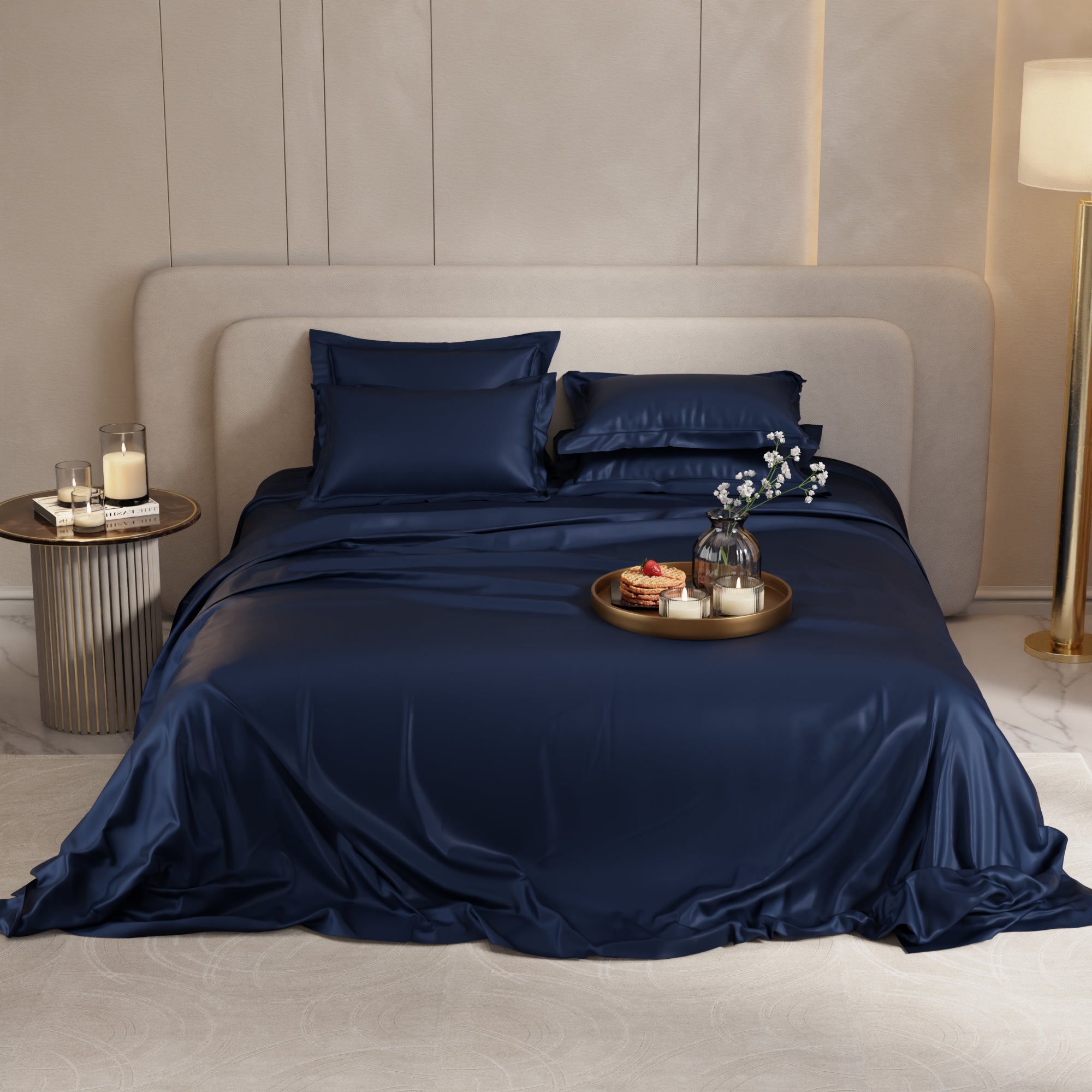 Mystique Blue Flat Bedsheet Set