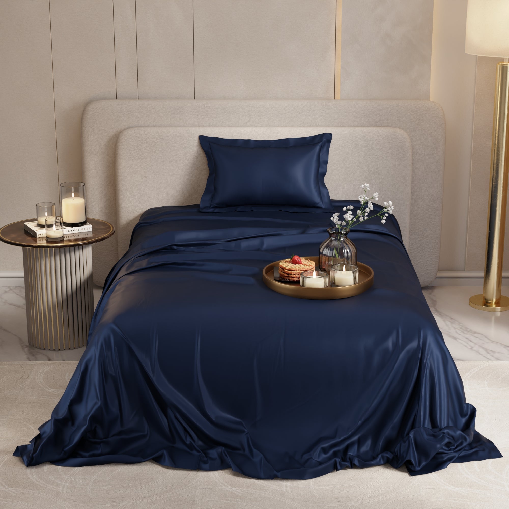 Mystique Blue Flat Bedsheet Set