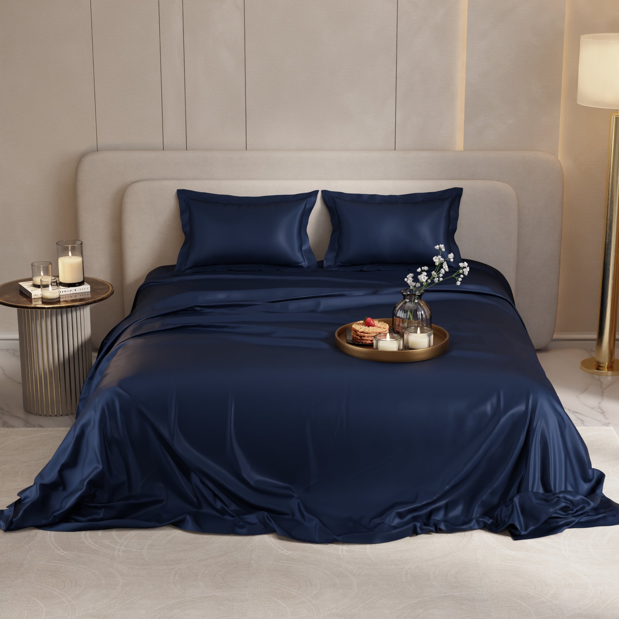 Mystique Blue Flat Bedsheet Set