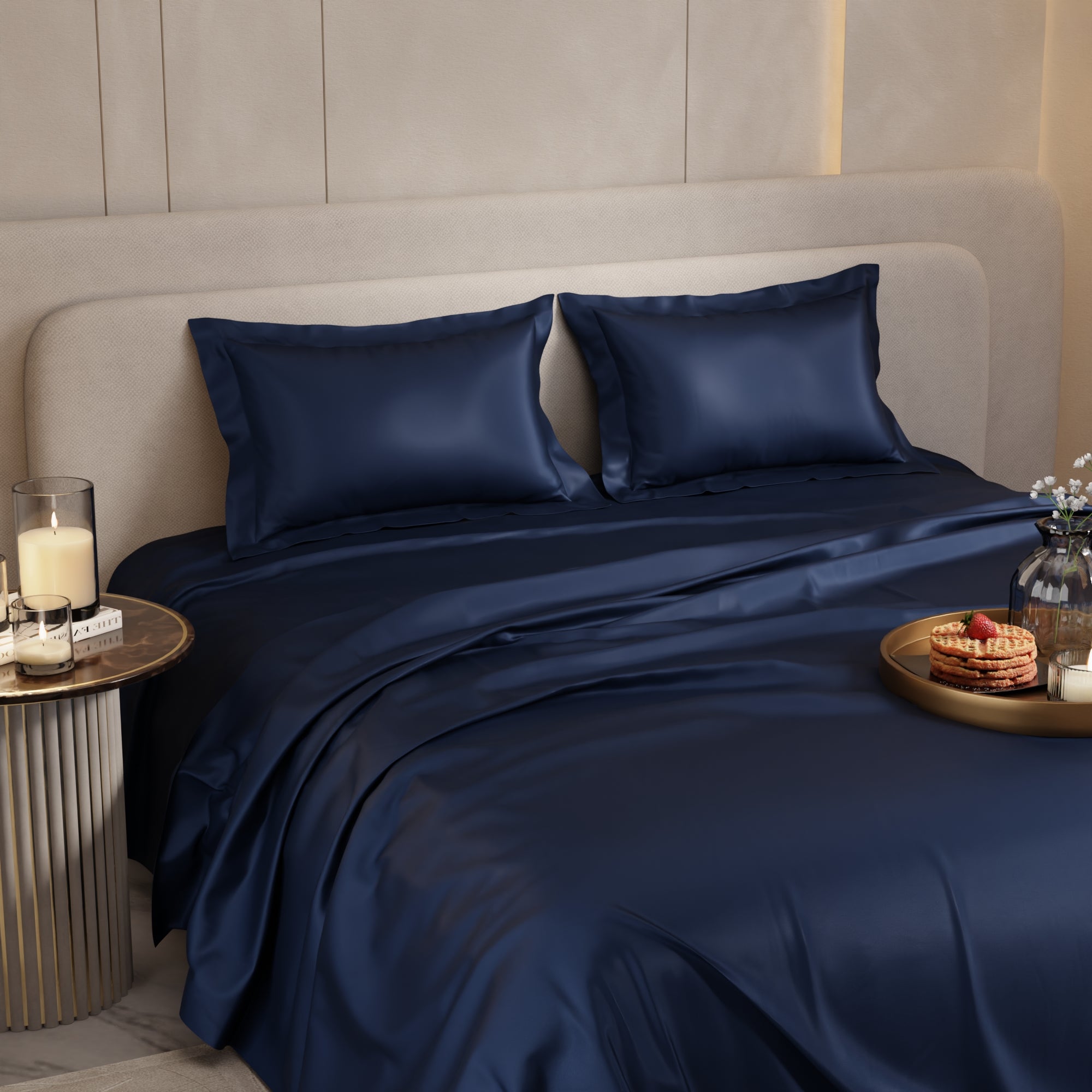 Mystique Blue Flat Bedsheet Set