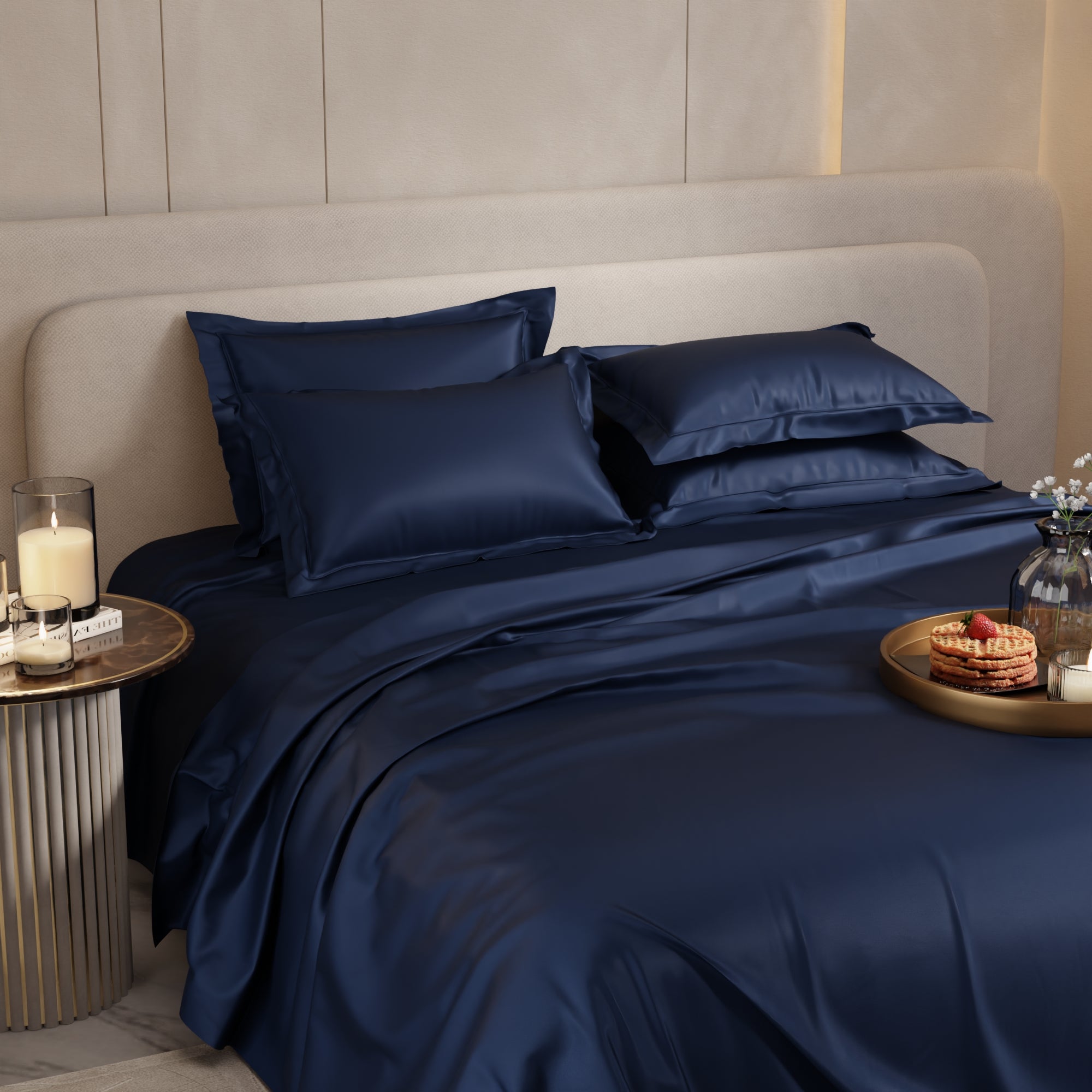 Mystique Blue Flat Bedsheet Set
