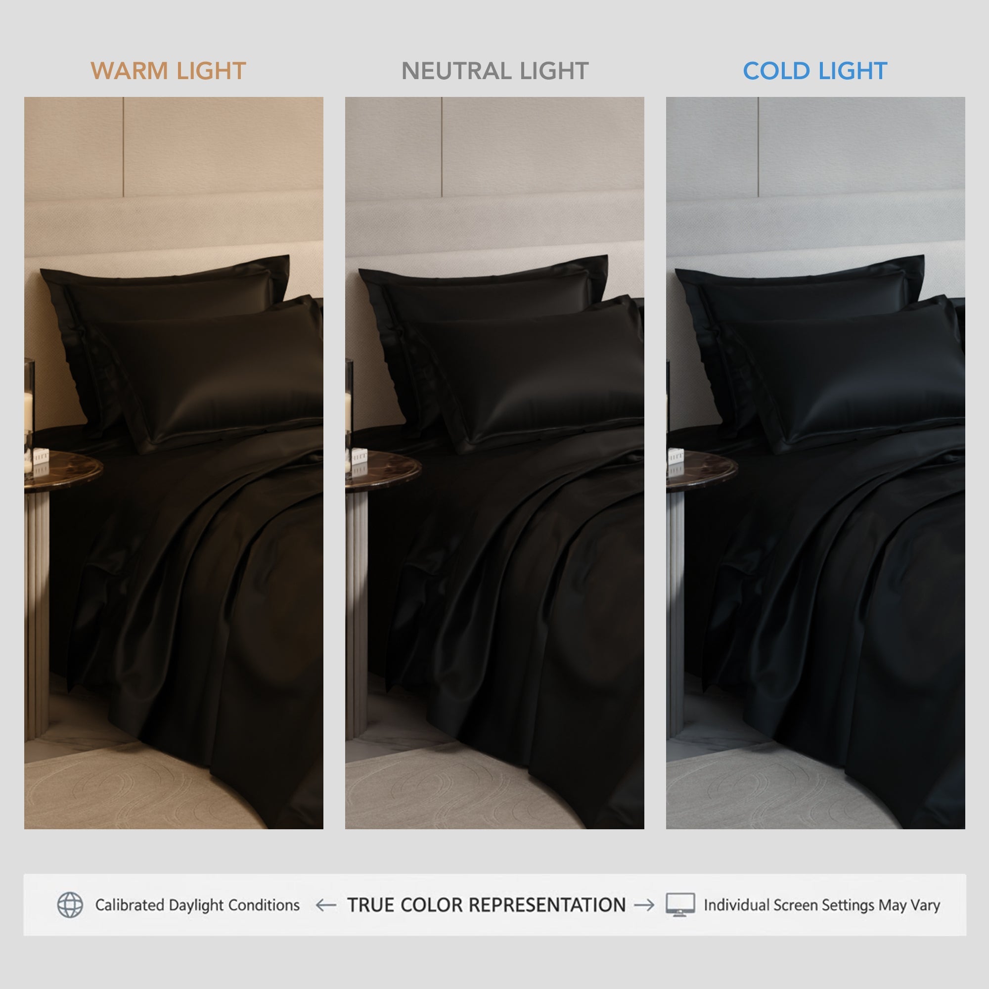 Midnight Black Flat Bedsheet Set