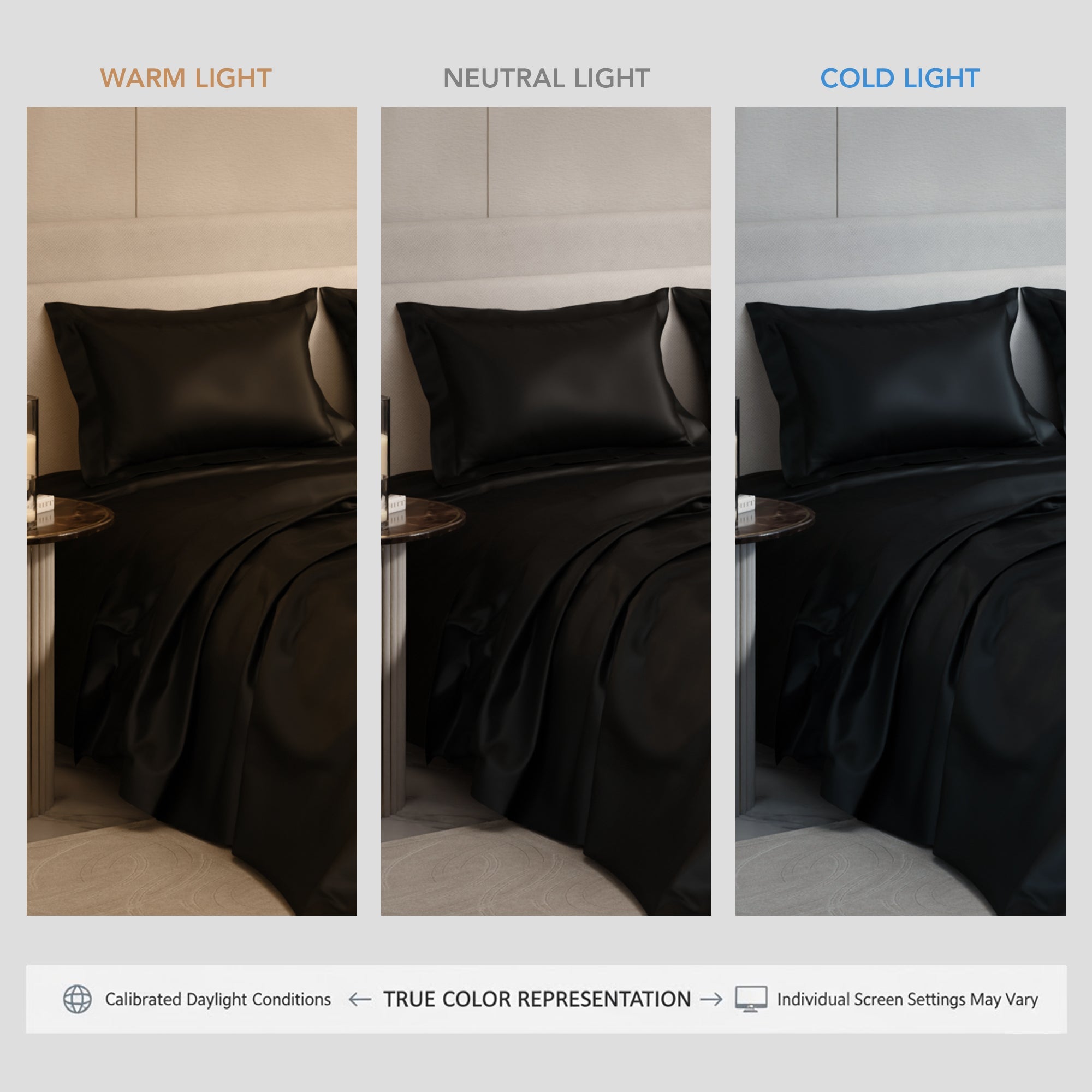 Midnight Black Flat Bedsheet Set