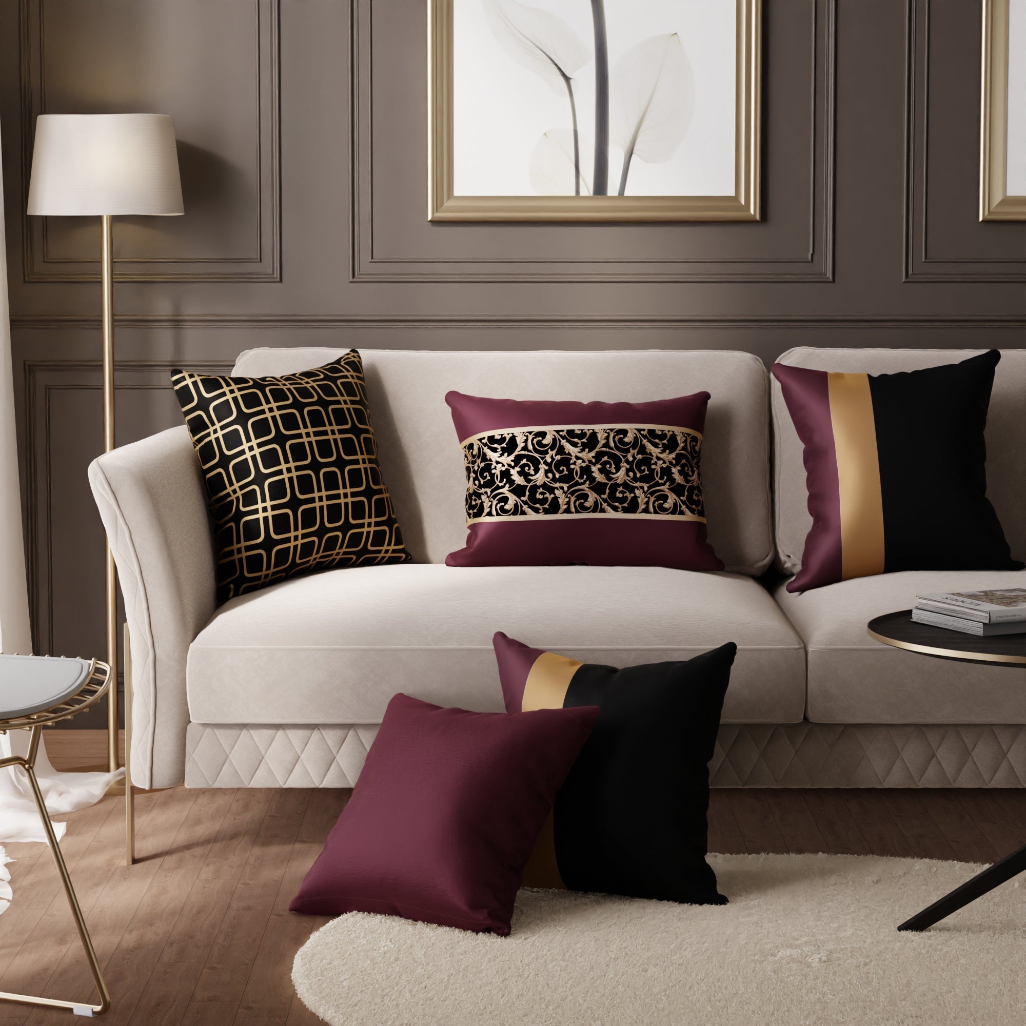 Wine Splendour Cushion Cover Set of 5