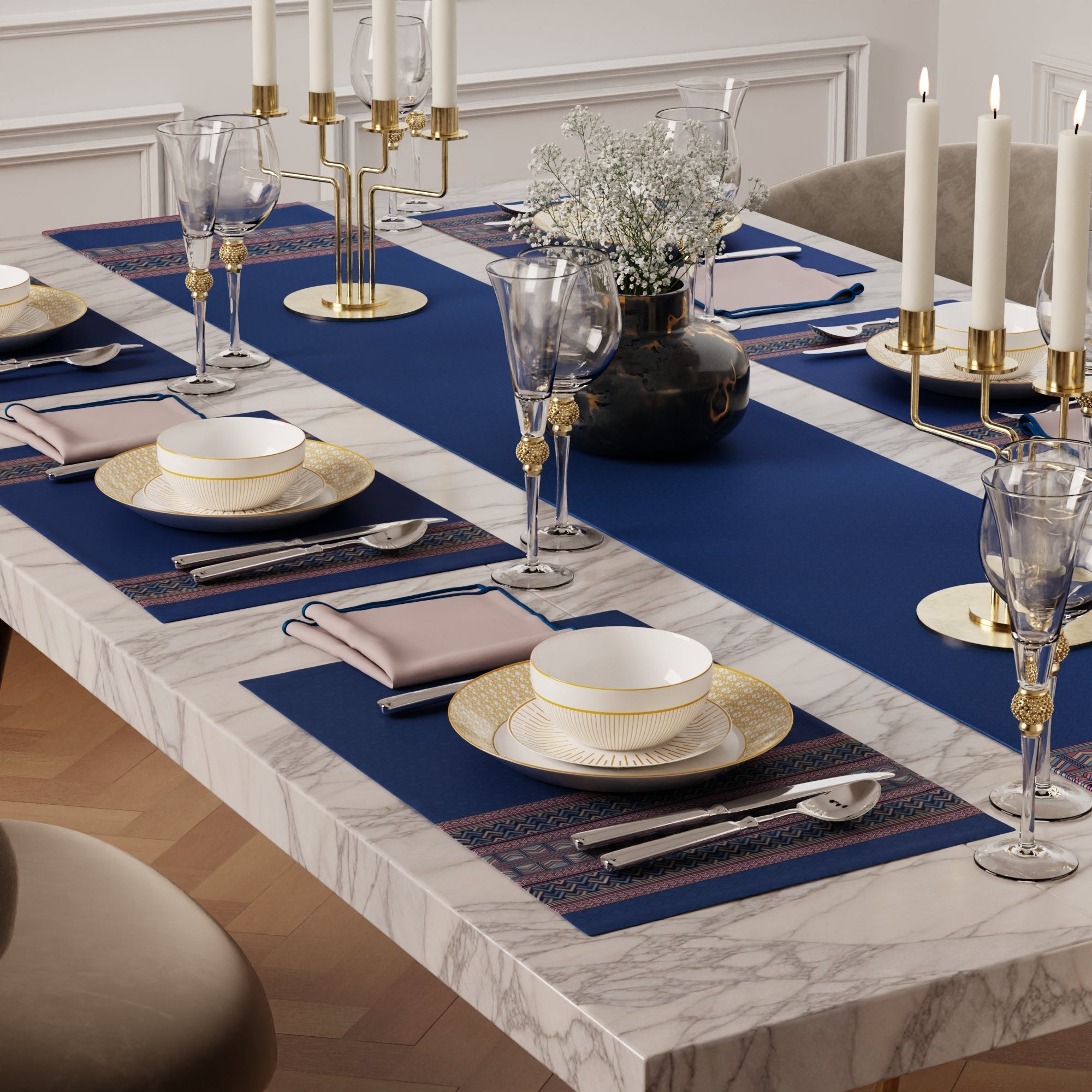 Royal Blue Feast Table Linen Set