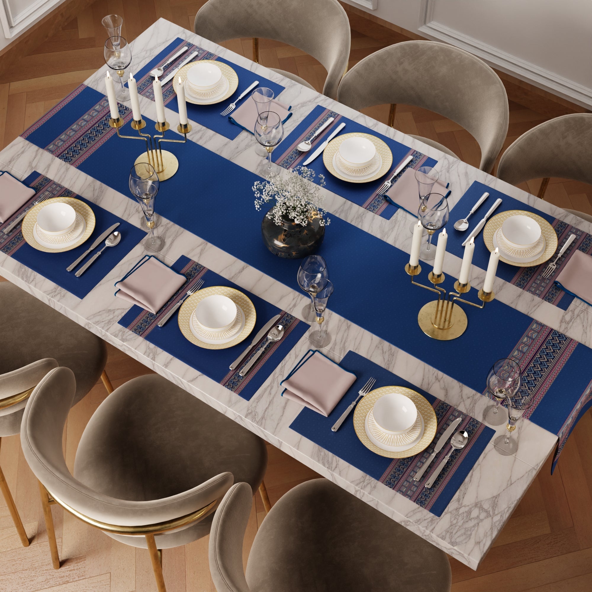 Royal Blue Feast Table Linen Set